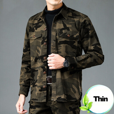 Proljetna jesenska moda američkog stila Kamuflažna vojna vintage muška ležerna košulja Visokokvalitetne debele kargo jakne dugih rukava