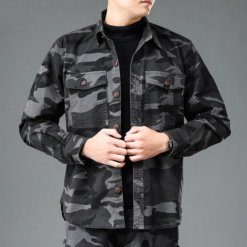Proljetna jesenska moda američkog stila Kamuflažna vojna vintage muška ležerna košulja Visokokvalitetne debele kargo jakne dugih rukava