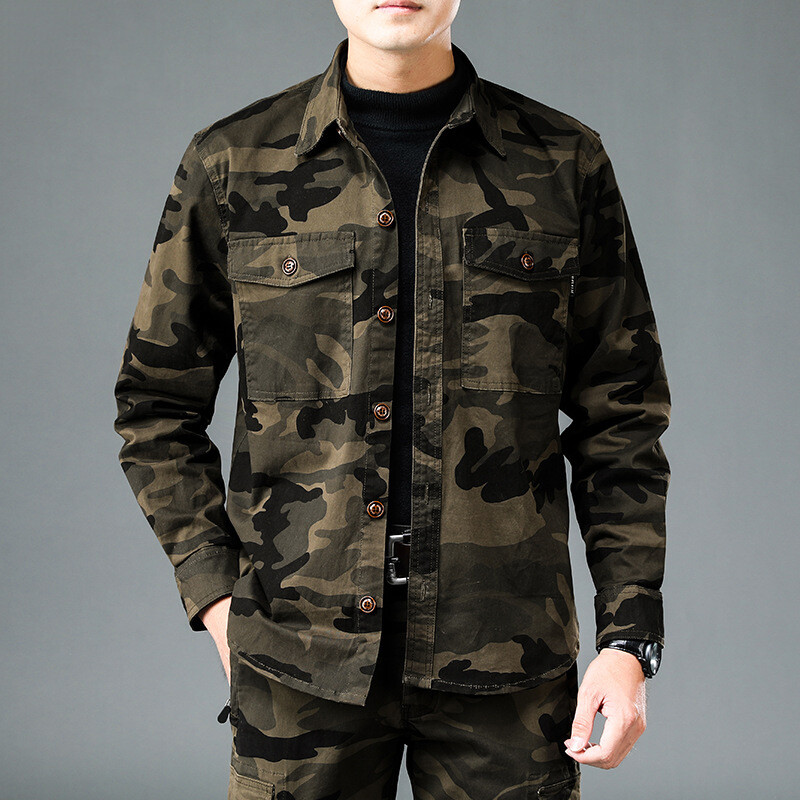Proljetna jesenska moda američkog stila Kamuflažna vojna vintage muška ležerna košulja Visokokvalitetne debele kargo jakne dugih rukava