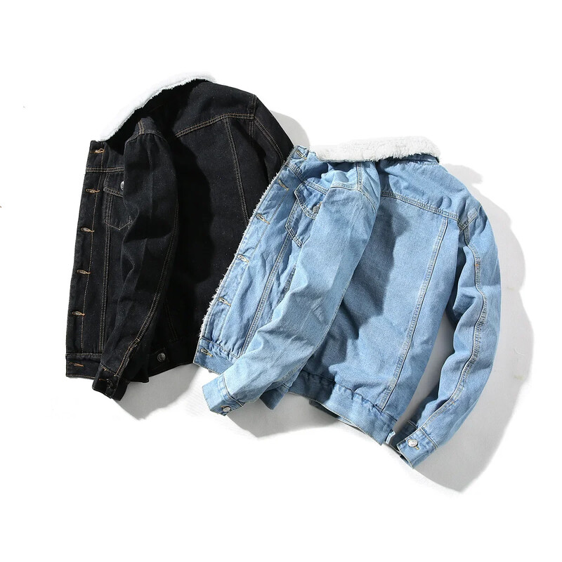 Meeste talvine sügisene teksajakk fliisist, paksust soojast teksast jakk ja mantel Truckeri jope meestele, suur suurus M-6XL