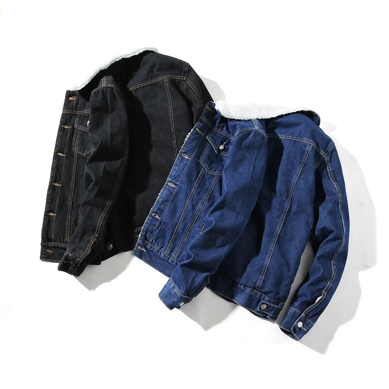 Meeste talvine sügisene teksajakk fliisist, paksust soojast teksast jakk ja mantel Truckeri jope meestele, suur suurus M-6XL