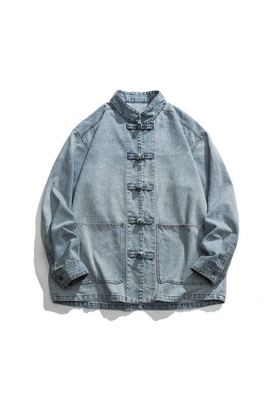 Ανδρικό τζιν μπουφάν κινέζικου στυλ 2024 Streetwear Ανατολίτικα ρούχα Φθινοπωρινό Αντρικό τζιν παλτό Vintage μόδας Hip Hop Loose outwear