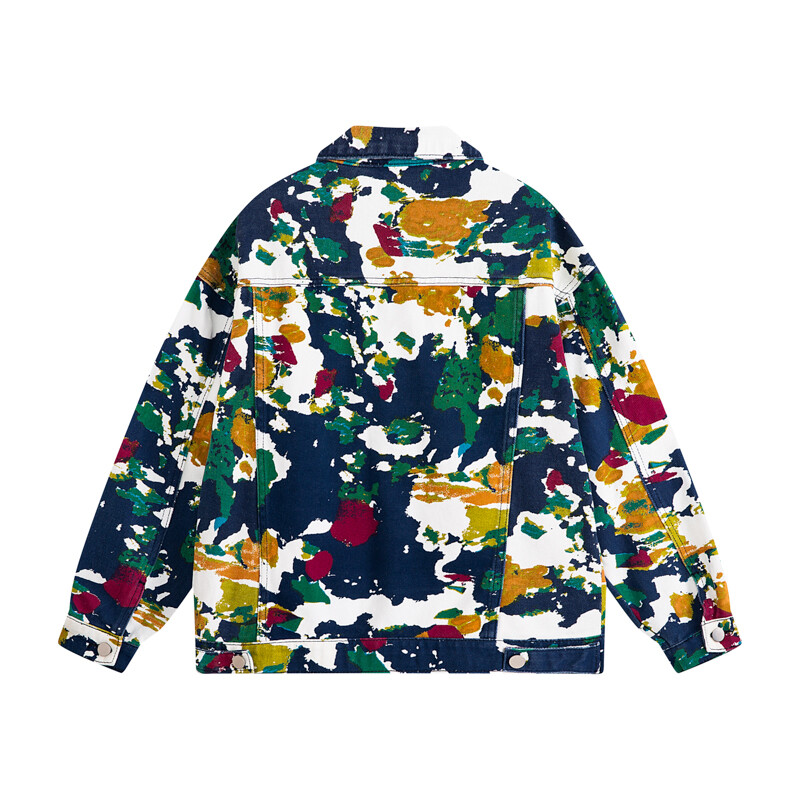 Muška traper jakna s kamuflažnim printom crteža Široki otvoreni ovratnik Cargo rever Džepovi od traperice Gornja odjeća