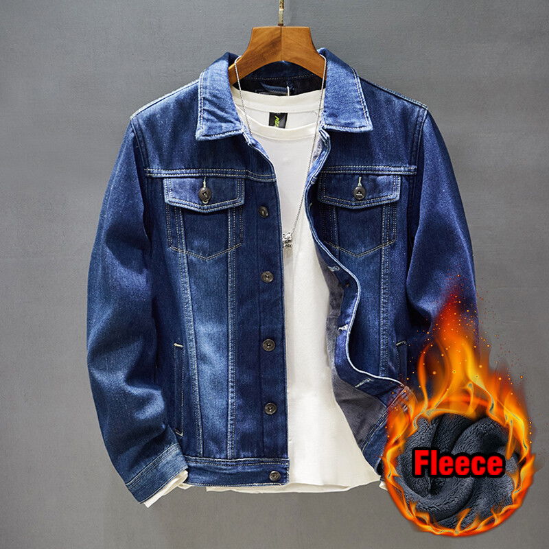 Paks fliisist teksajakk Meeste 2023 Talvine Uus Klassikaline Sinine Soe Brändi Meeste Riietus Cargo Jeans Jakk Mantel Plus Suurus 8XL