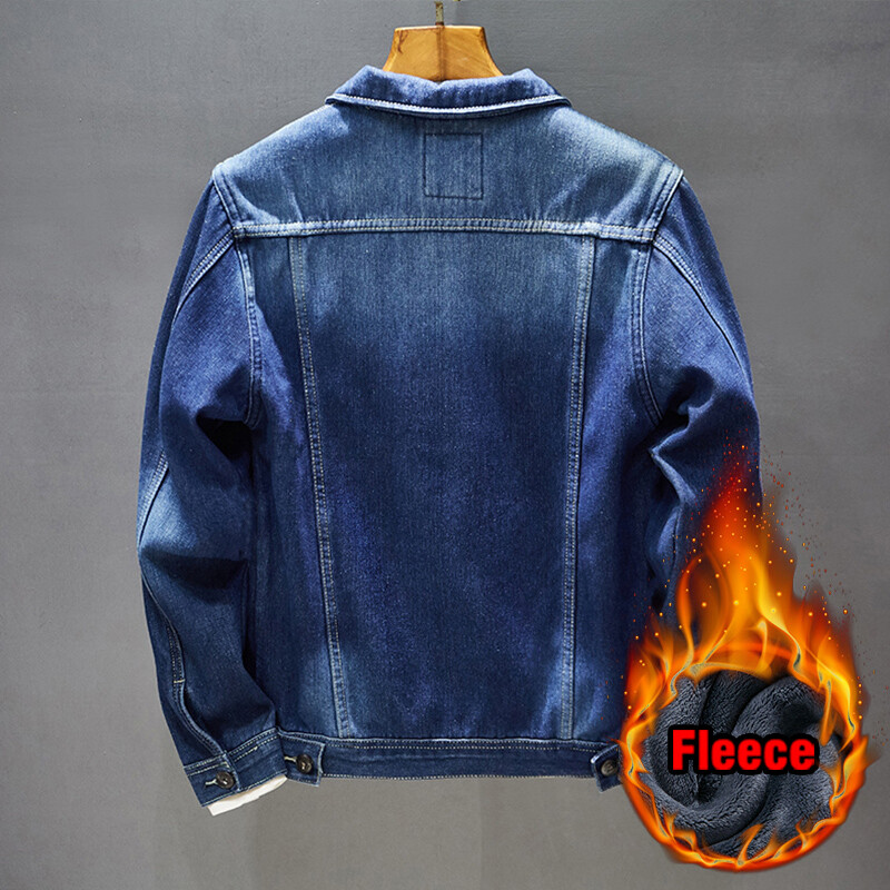 Paks fliisist teksajakk Meeste 2023 Talvine Uus Klassikaline Sinine Soe Brändi Meeste Riietus Cargo Jeans Jakk Mantel Plus Suurus 8XL