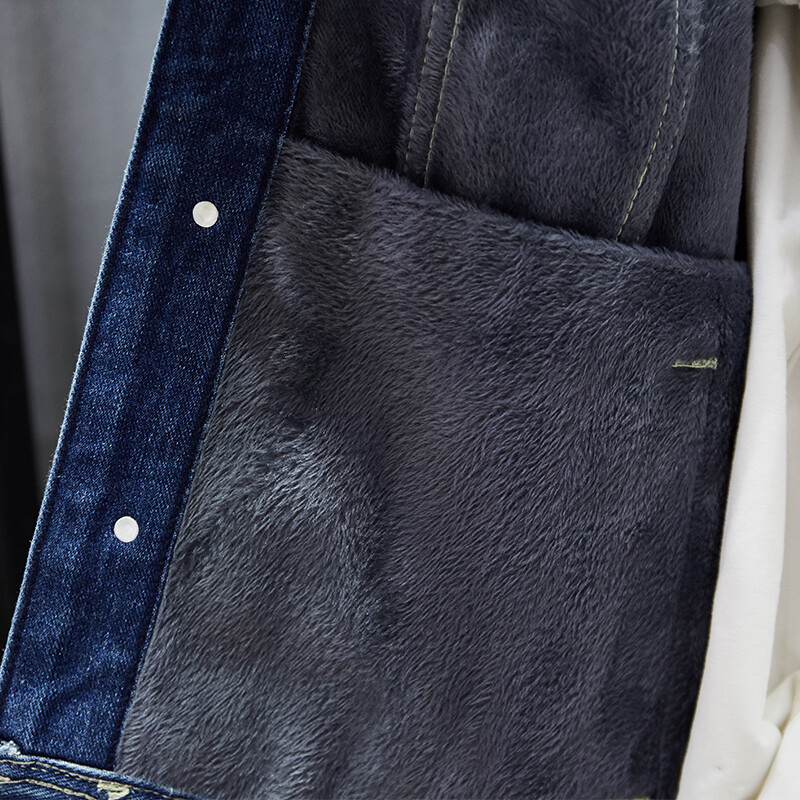 Paks fliisist teksajakk Meeste 2023 Talvine Uus Klassikaline Sinine Soe Brändi Meeste Riietus Cargo Jeans Jakk Mantel Plus Suurus 8XL