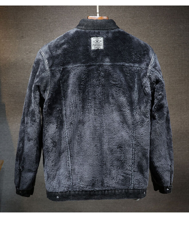 Zimska topla muška plus baršunasta traper jakna Klasični stil Crna/plava traper jakna Scratch Hip-hop Debela topla traper jakna 4XL 5XL