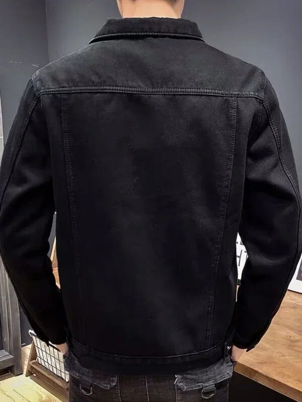 Ανδρικά τζιν παλτό με βάτες προβάτου Ανδρικό τζιν μπουφάν με φαρδιά μανίκια Μαύρα βαμμένα μαλλί Ζεστά χειμωνιάτικα εξωτερικά ενδύματα αισθητική ένδυση G