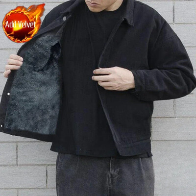 Muška traper jakna crna jednobojna muška traper kaputi jesenska moda G široka jeftina zimska gornja odjeća brza dostava velika veličina L