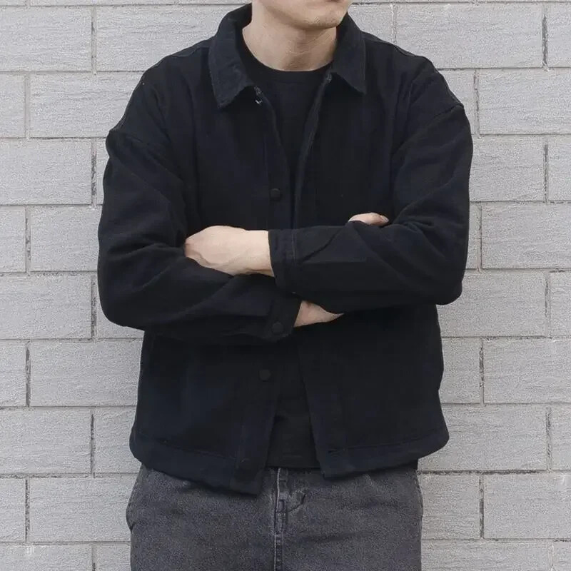 Muška traper jakna crna jednobojna muška traper kaputi jesenska moda G široka jeftina zimska gornja odjeća brza dostava velika veličina L