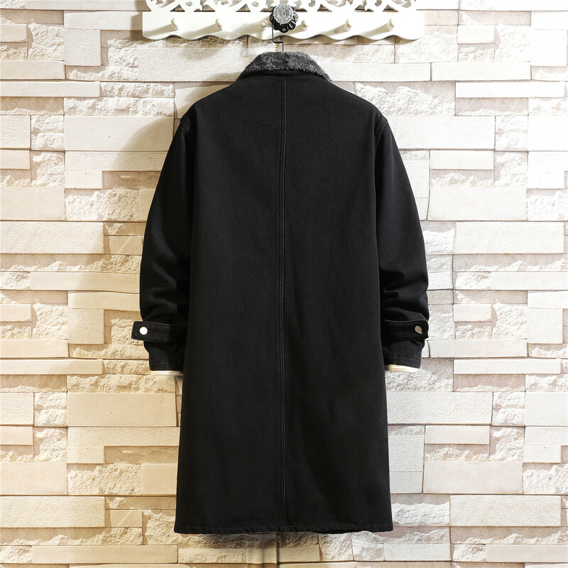 Meeste pika stiiliga teksajakk Meeste fliisist talvine teksamantel Meeste sinine retrojope Meeste klassikaline paksu villase voodriga ülerõivad