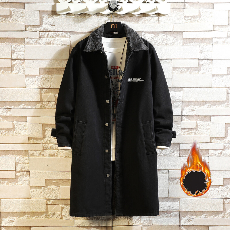 Meeste pika stiiliga teksajakk Meeste fliisist talvine teksamantel Meeste sinine retrojope Meeste klassikaline paksu villase voodriga ülerõivad