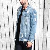 Ulična moda Poderana traper jakna Muška klasična vintage traper jakna Jesen i zima Nošena poderana traper jakna Hip-hop Skateboarding