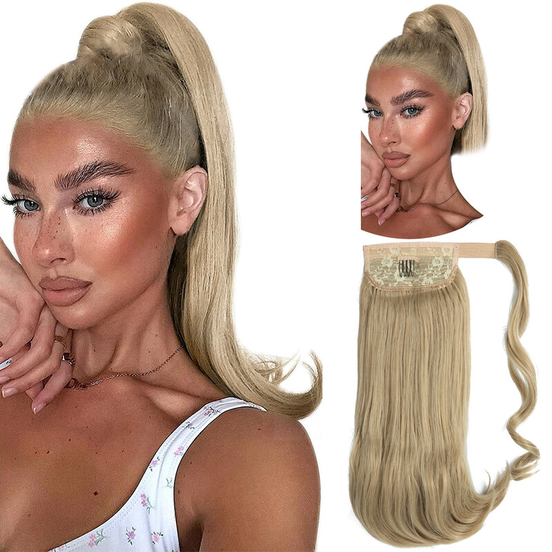 Prekogranična kopča za svilenu periku visoke temperature u konjskom repu duge kose za žene koja se vijuga prirodnim mikro-kovrčavim kemijskim vlaknima proizvođač lažnih konjskih repova na otvorenom