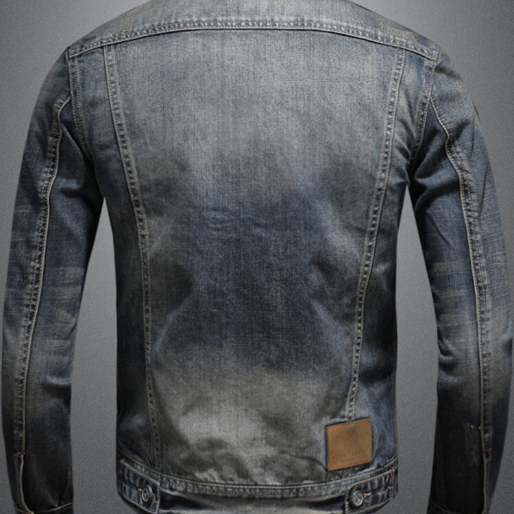 Jachetă de denim de primăvară și toamnă pentru bărbați, cu fermoar, la modă, guler răsturnat, haine pentru bărbați, jachetă de denim ocazională, haină de cowboy subțire