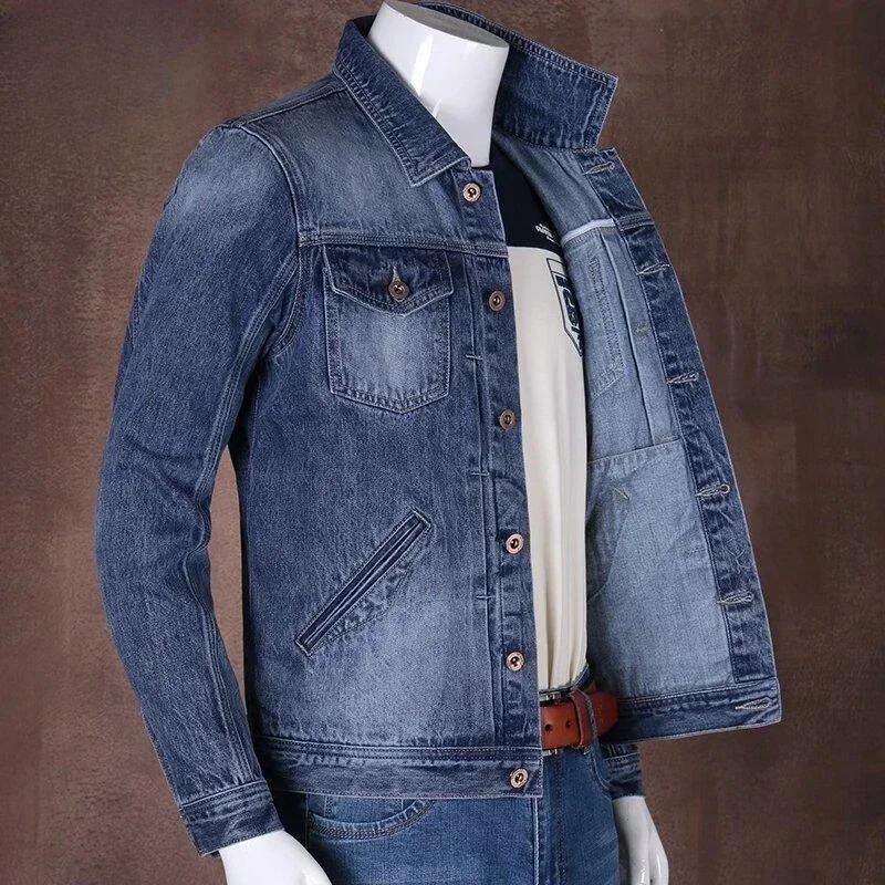 Pocket Button Meeste teksajakk Sinine Meeste teksamantlid Sügismood Jaapani Elastsed Kangast Meesterõivad Brändirõivad Suurus L