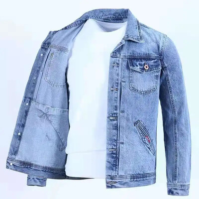 Paltoane de blugi pentru bărbați, albastru, buzunar cu nasturi, jachetă de blugi pentru bărbați, toamnă, cowboy G, iarnă, supradimensionată, mărimea de marcă L, îmbrăcăminte de îmbrăcăminte Nou în Y2k