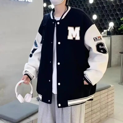 Jachetă de baseball cu imprimeu ocazional pentru bărbați, îmbrăcăminte de stradă, în stil american, la modă, la modă, pentru aviație