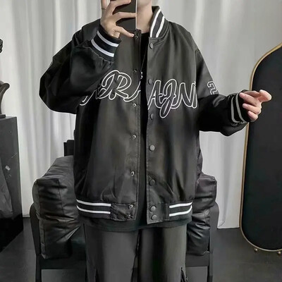 Traper spojena vunena jakna za muškarce Jesenski američki stil Trendy Brand Hip Hop Trendy Labavi pristajajući kaput za par