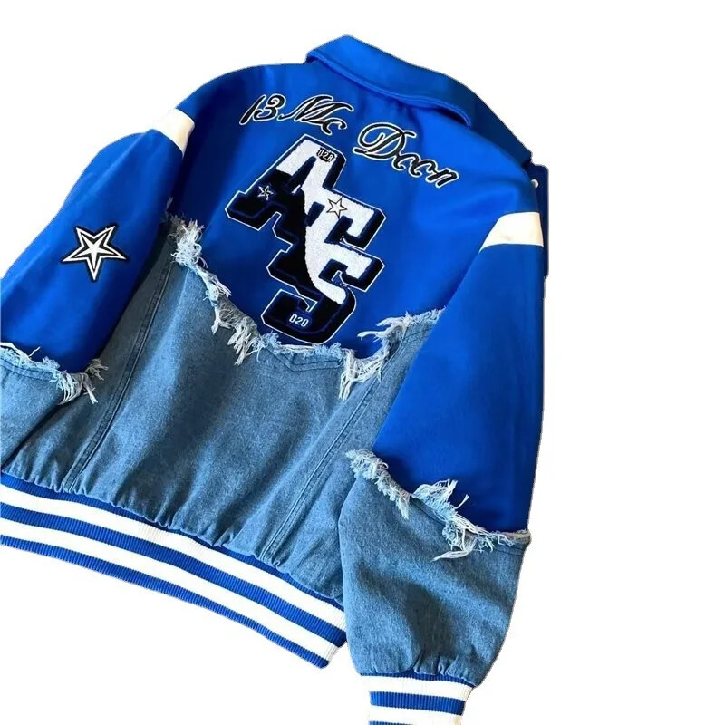 Traper spojena vunena jakna za muškarce Jesenski američki stil Trendy Brand Hip Hop Trendy Labavi pristajajući kaput za par