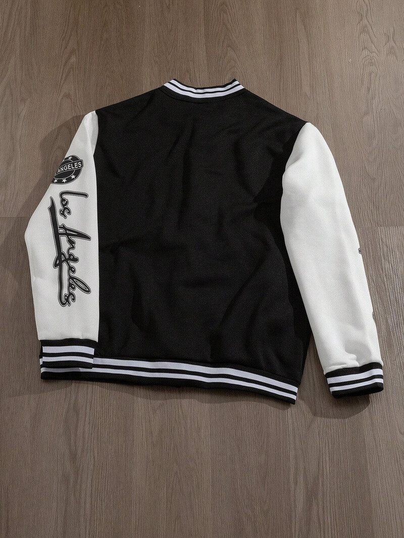 Manfinity EMRG muška dnevna bejzbol jakna dugih rukava s jednostavnim printom muška jakna muška odjeća jakne za muškarce