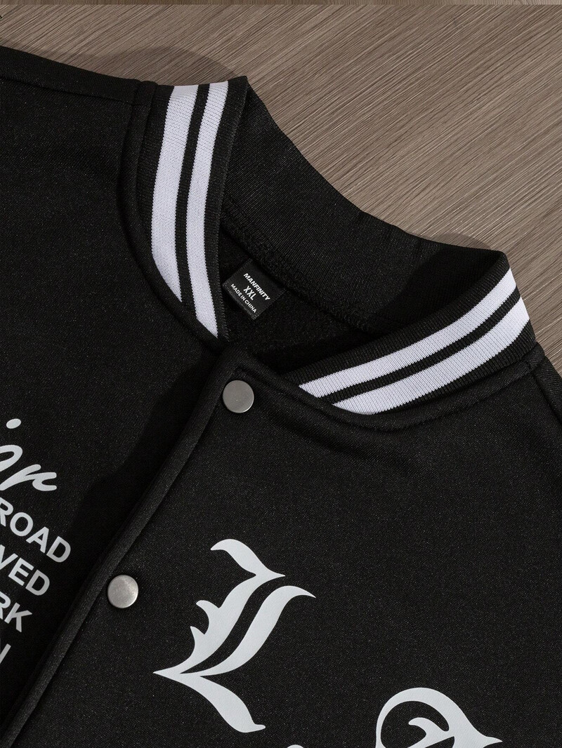 Manfinity EMRG muška dnevna bejzbol jakna dugih rukava s jednostavnim printom muška jakna muška odjeća jakne za muškarce