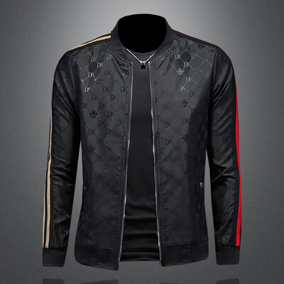 Ανδρικό μπουφάν, υψηλής ποιότητας κορεάτικο μοντέρνο εμπριμέ μπουφάν μπέιζμπολ, αθλητικό μπουφάν με φερμουάρ σε λεπτή εφαρμογή M-5XL