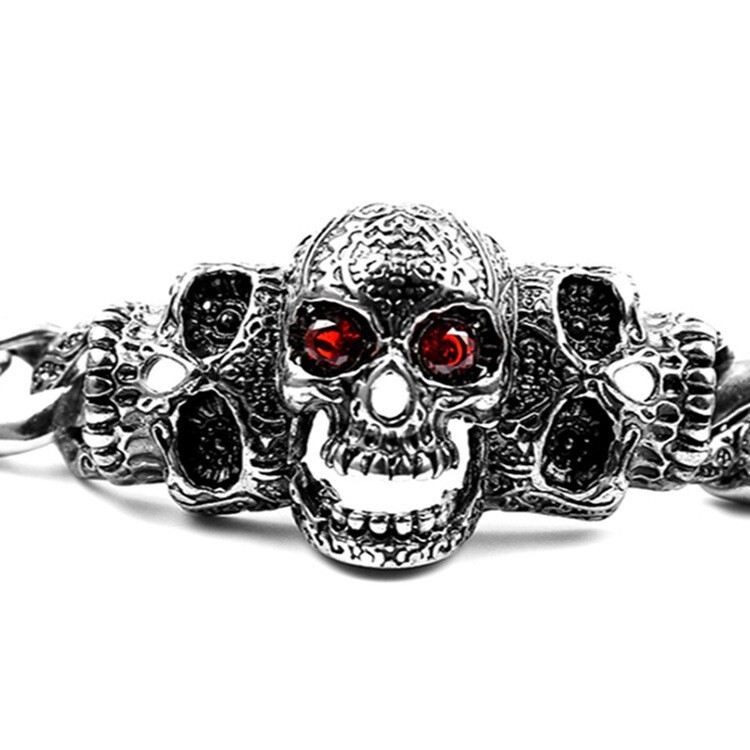 Europski i američki punk personalizirani legirani nakit dominantna muška narukvica s dragim kamenjem optočena lubanjom