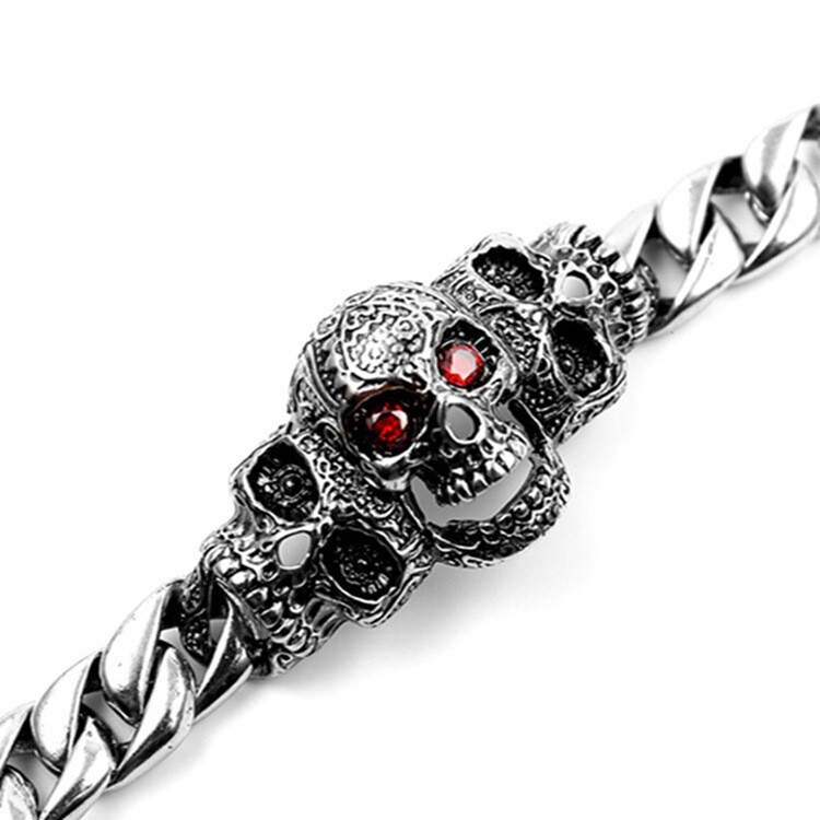 Europski i američki punk personalizirani legirani nakit dominantna muška narukvica s dragim kamenjem optočena lubanjom