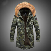 Jachetă de camuflaj, iarnă, cu glugă, din catifea, haină groasă, rezistentă la vânt, pentru bărbați, caldă, pentru bărbați, lungi, mijlocii, parkas pentru bărbați, noi.
