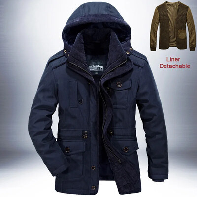 Parkas Windbreaker Outdoor Winter Jacket Ανδρικό Χοντρό Ζεστό Ανδρικό Parkas Quality Liner Cashmere Αποσπώμενο 2 σε 1 Παλτό με πολλές τσέπες