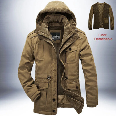 Parkas Windbreaker Outdoor Winter Jacket Ανδρικό Χοντρό Ζεστό Ανδρικό Parkas Quality Liner Cashmere Αποσπώμενο 2 σε 1 Παλτό με πολλές τσέπες