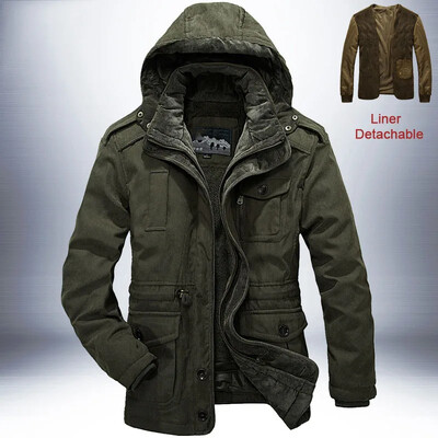 Parkas Windbreaker Outdoor Winter Jacket Ανδρικό Χοντρό Ζεστό Ανδρικό Parkas Quality Liner Cashmere Αποσπώμενο 2 σε 1 Παλτό με πολλές τσέπες