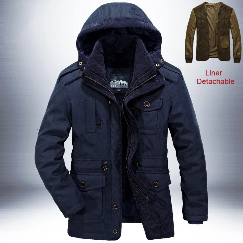 Parkas Windbreaker Outdoor Winter Jacket Ανδρικό Χοντρό Ζεστό Ανδρικό Parkas Quality Liner Cashmere Αποσπώμενο 2 σε 1 Παλτό με πολλές τσέπες