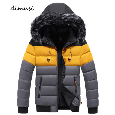 DIMUSI Jachete groase și calde pentru bărbați de iarnă Parka cu guler de blană Jachete de vânt cu glugă Îmbrăcăminte ocazională Jachetă termică Îmbrăcăminte pentru bărbați