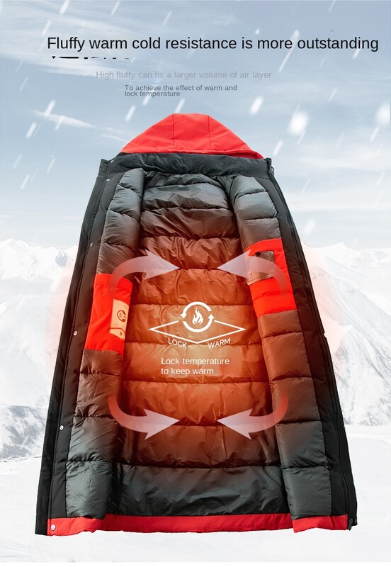 2024. Zimska muška vjetrovka Produljena zadebljana plivačka jakna za prednatjecanje Topla duga donja jakna Odvojiva kapa Muška jakna