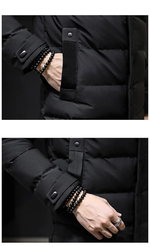 Zimska muška puhasta jakna s kapuljačom 2024. Modni dugi kaputi s kapuljačom Muški debeli, otporni na vjetar Vodootporne tople muške duge parke