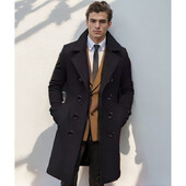 Ανδρικά μάλλινα σακάκια ευρωπαϊκής και αμερικανικής μόδας 2024 Μακρυά ανδρικά ρούχα για φθινόπωρο και χειμώνα