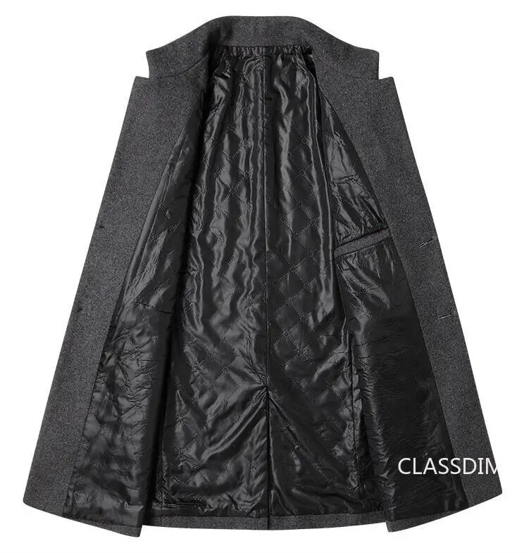 Muški dugi trenčkoti Zimske jakne od mješavine kašmirske vune Novi muški topli dugi kaputi Muški poslovni ležerni trenčkoti Veličina 4XL