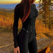 Női, hosszú, feszes kombó, hosszú ujjú, cipzáras játszóruhákkal rendelkező, sportos, hosszú ujjú női öltöny.