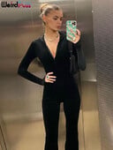 Weird Puss Velvet Zipper Hoodie Γυναικείες ολόσωμες φόρμες μακρυμάνικο Fitness Φθινοπωρινή τάση Skinny Strechy Active Wear Hot Street outfits