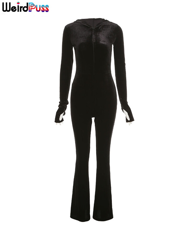 Weird Puss Velvet Zipper Hoodie Γυναικείες ολόσωμες φόρμες μακρυμάνικο Fitness Φθινοπωρινή τάση Skinny Strechy Active Wear Hot Street outfits