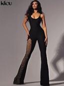 Kliou läikiv hõbedane võrkkombinesoon naiste mood lapiline võrk, klassikalises stiilis ühes tükis hipsterlikud, varrukateta, säravad tänavarõivad