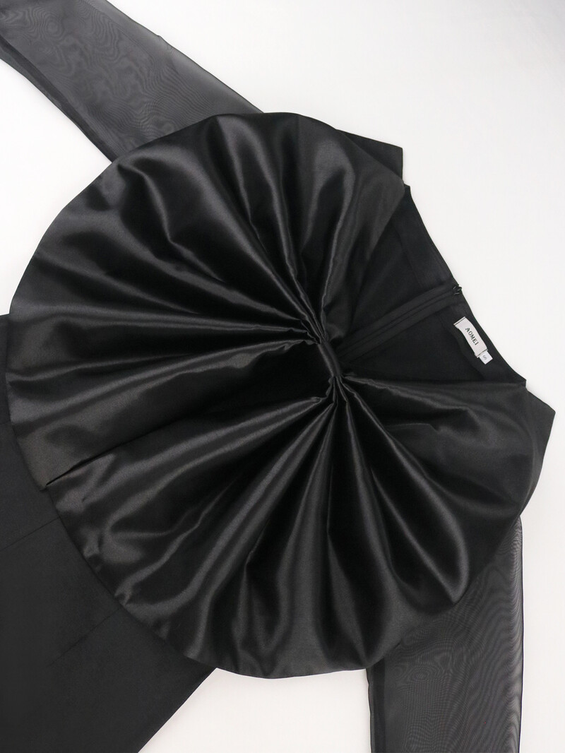 AOMEI kombinezon velike veličine Crni kombinezon za zabavu Ženske večernje hlače s velikom mašnom dugih mrežastih rukava Jednodijelna odjeća Afrička jesen 2024.