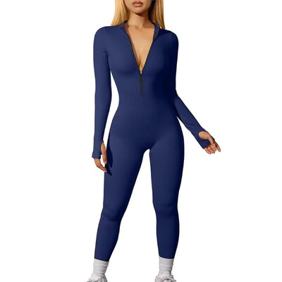 Nova odjeća za fitness iz 2024. Ženski ležerni kombinezon s patentnim zatvaračem za sport i vježbanje Ženski kombinezon dugih rukava Uska odjeća za aktivnosti Gornji kombinezoni