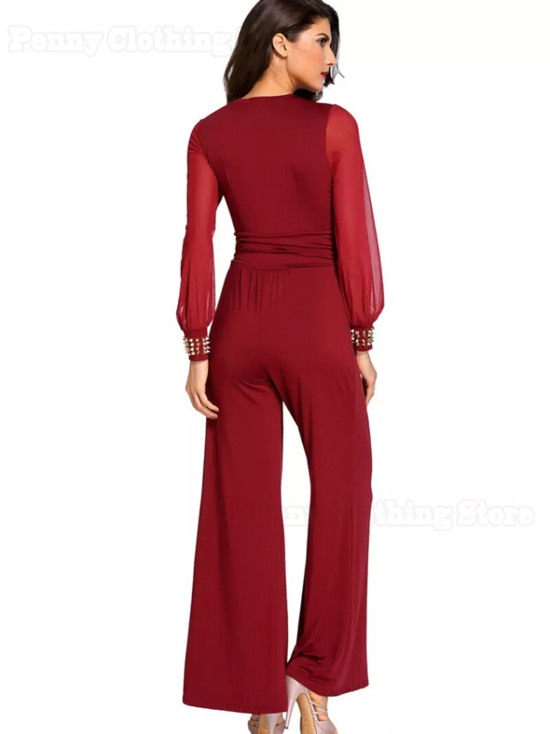 Novi ženski kombinezon za proljeće i ljeto 2024., crni mrežasti kombinezon s V-izrezom, ravna jednodijelna ženska seksi ulična odjeća