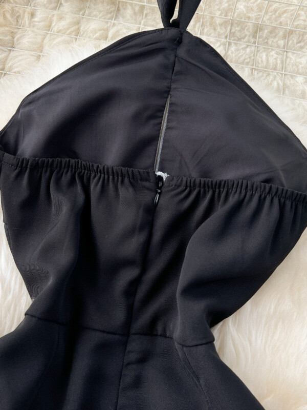 Ženski seksi kombinezon s visećim ovratnikom Ljetni uski hlače širokih nogavica bez naramenica bez leđa Crne kombinezone za igru Ženske uske hlače visokog struka