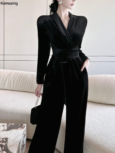 Femei Primavara Nou Elegant Maneca lunga Vintage Catifea Bodycon Salopeta Office Lady Casual Slim Clothing