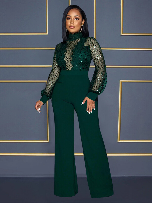 2024. Novi, jednobojni, elegantni dugi kombinezon s visokim ovratnikom i dugim rukavima za cijelo tijelo, seksi mrežasti ženski kombinezon s perspektivom na vezanje