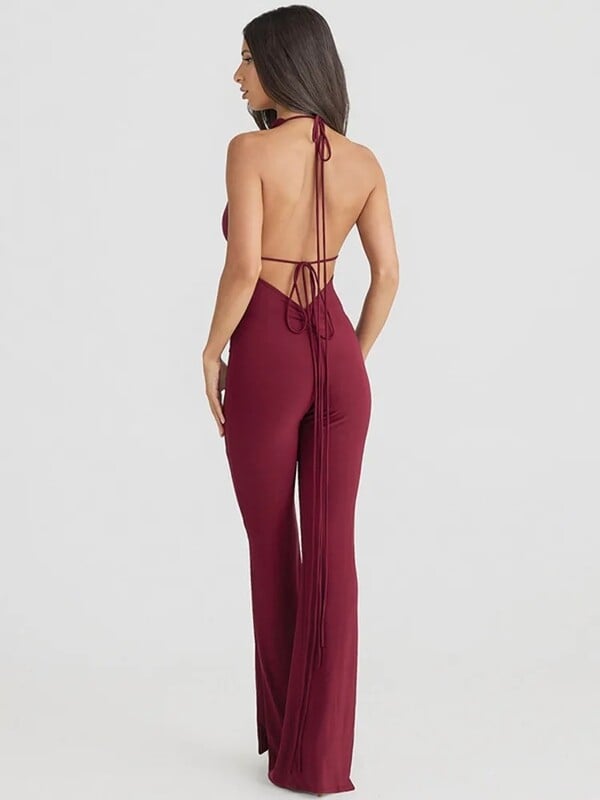 Avrilyaan Negru Halter Bandage Fără Spate Salopete Salopete Femei Vară Salopetă Elegantă De Seară Salopete Lungi Fără Mâneci